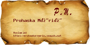 Prohaska Márió névjegykártya